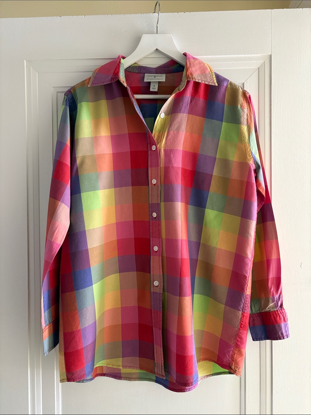 Isaac Mizrahi Multicolor Checked Button-Down Shirt